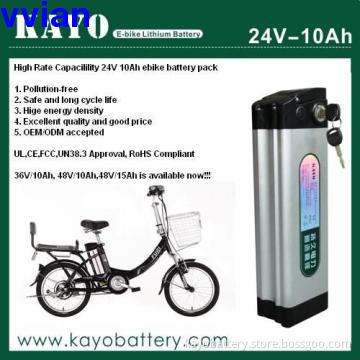 Environmental  E-Bicycle LiFePO4 Battery 24v 10ah with AL Case, Charge